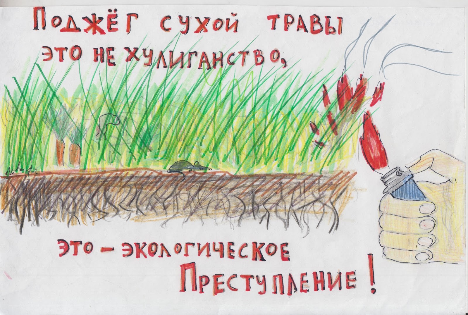 Плакат не жгите сухую траву